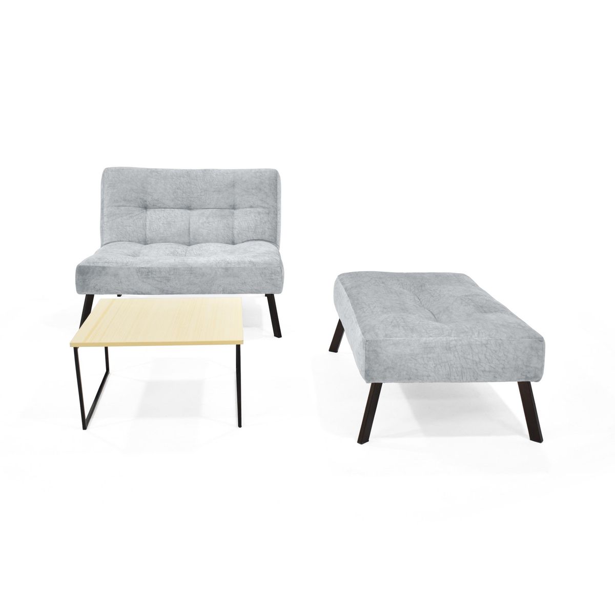 VENECIA - Sala con Sofá Reclinable 2 Puestos + Puff y Mesa de Centro Toulouse