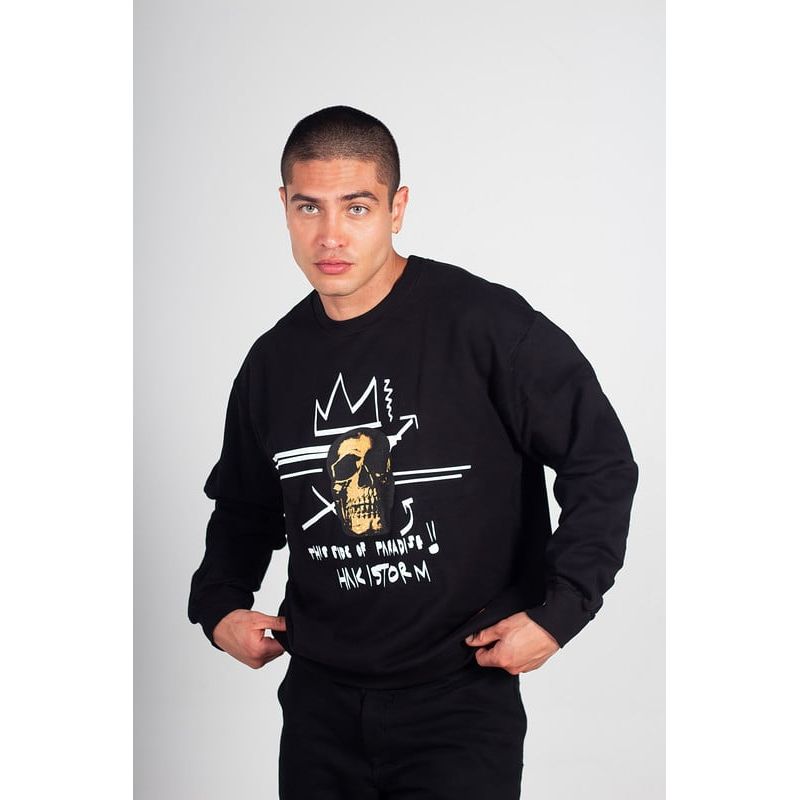 HAKISTORM - Saco Oversized 100% algodón Golden Skull cuello redondo