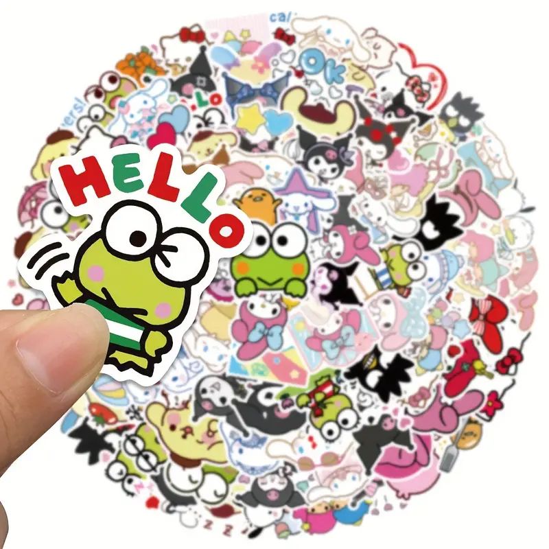 IKSA - Pack De 100 Stickers Impermeables: Kuromi, Hello Kitty