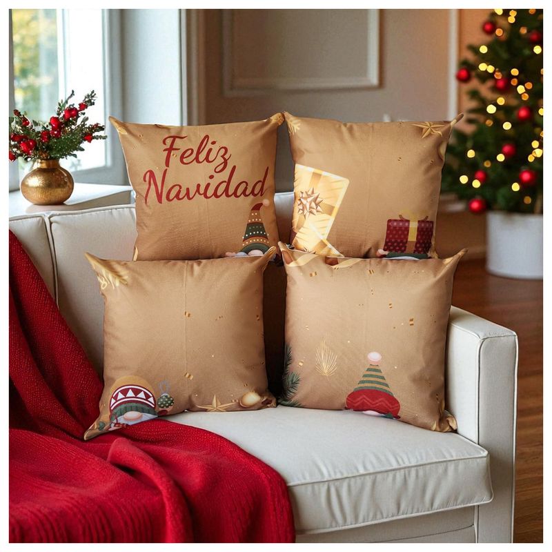 HOGARETO - Cojines De Navidad Set X 4 Incluye Relleno y Funda Con Cierre 560