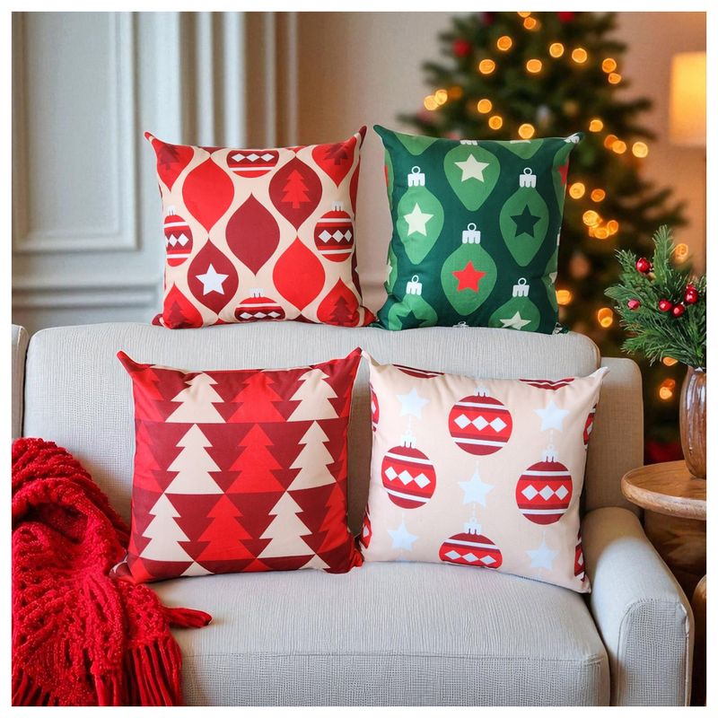 HOGARETO - Cojines De Navidad Set X 4 Incluye Relleno y Funda Con Cierre 563