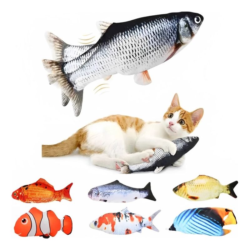 GENERICO - Juego Gato Juguete Peluche Pez Pescado Movimiento Flexible