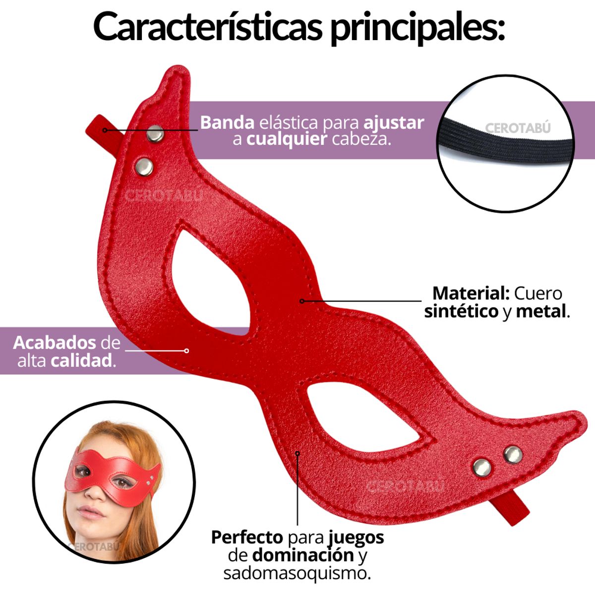 GENERICO - Antifaz Erótico Máscara Para Ojos Bondage En Cuero