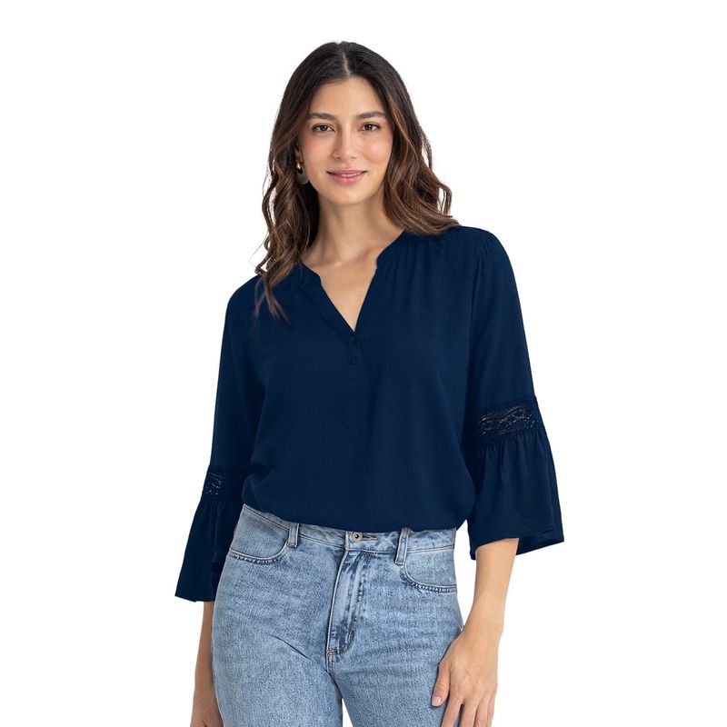LEONISA - Leonisa Blusa con volumen en mangas