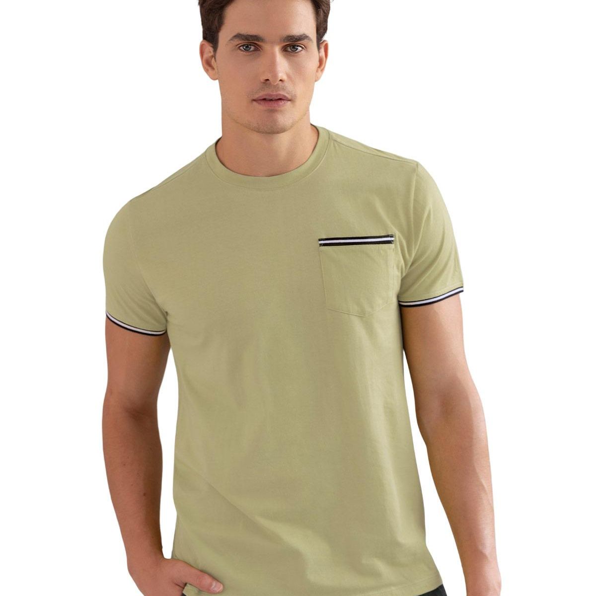 LEO - Leo Camiseta manga corta con puños tejidos