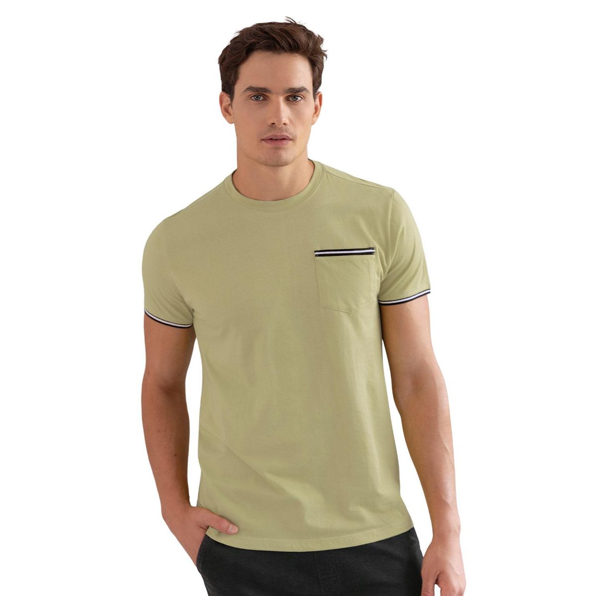 LEO - Leo Camiseta manga corta con puños tejidos