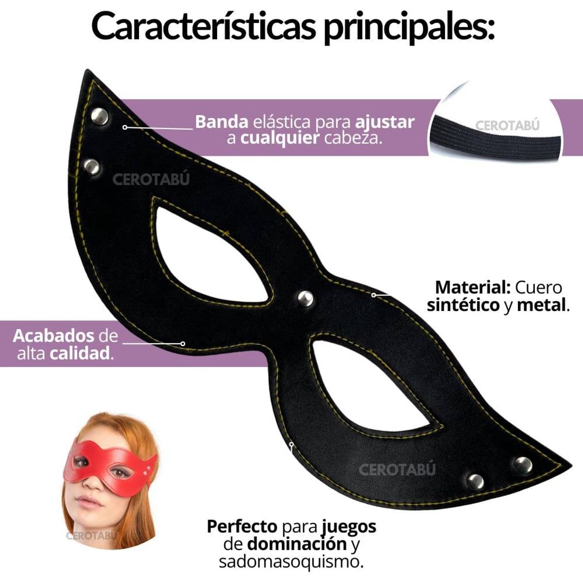 GENERICO - Máscara Erótica Antifaz Bondage Tapa Ojos BDSM Fetiche Pareja