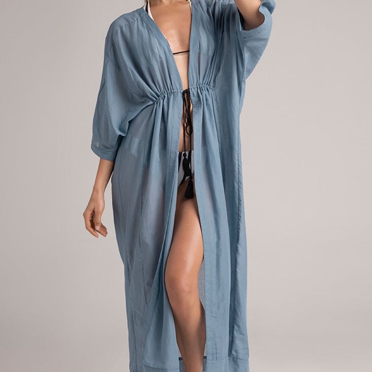 TOUCHE BALNEAIRE - Cover up abierto con cordón ajustable en contraste