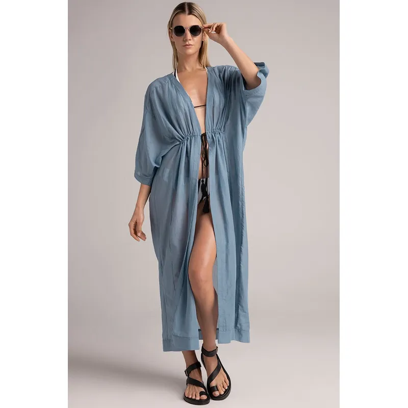 TOUCHE BALNEAIRE - Cover up abierto con cordón ajustable en contraste