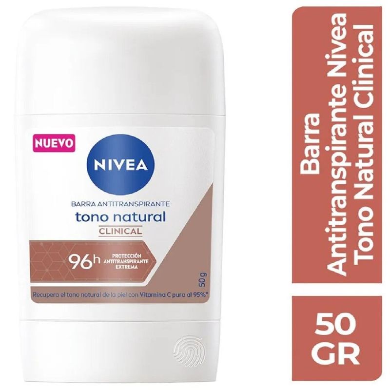 NIVEA - Desod Nivea Barra Clinical Tono Natural Tubo 50 Ml