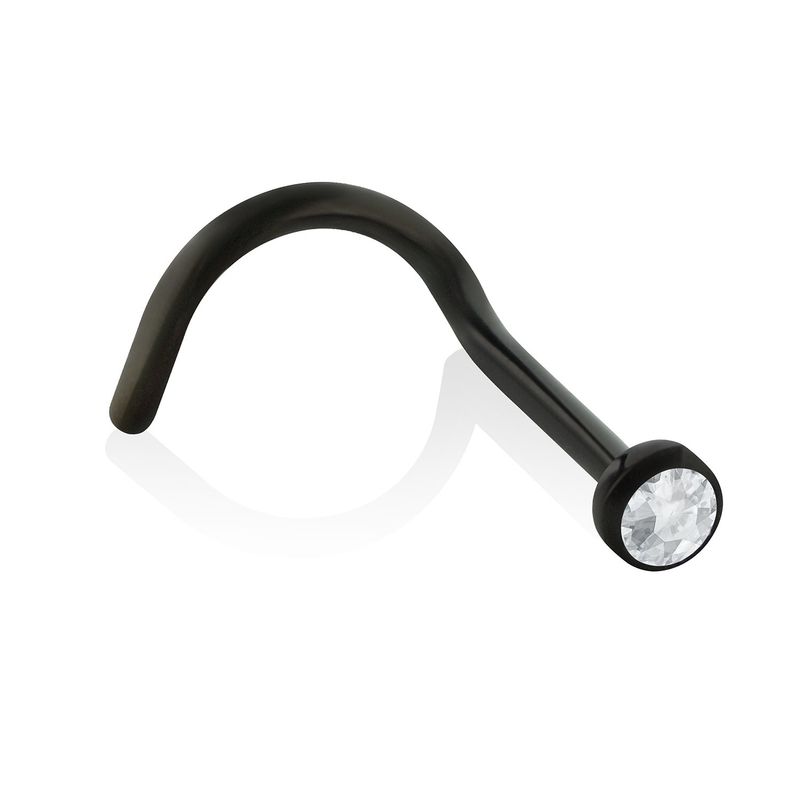 AGHA JEWELRY - Titanio Piercing Nostril  Curvo Platizado con CZ para Nariz