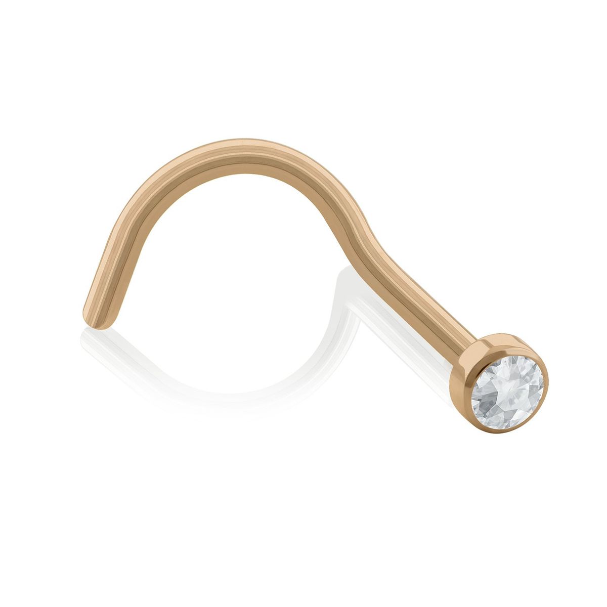 AGHA JEWELRY - Titanio Piercing Nostril  Curvo Platizado con CZ para Nariz