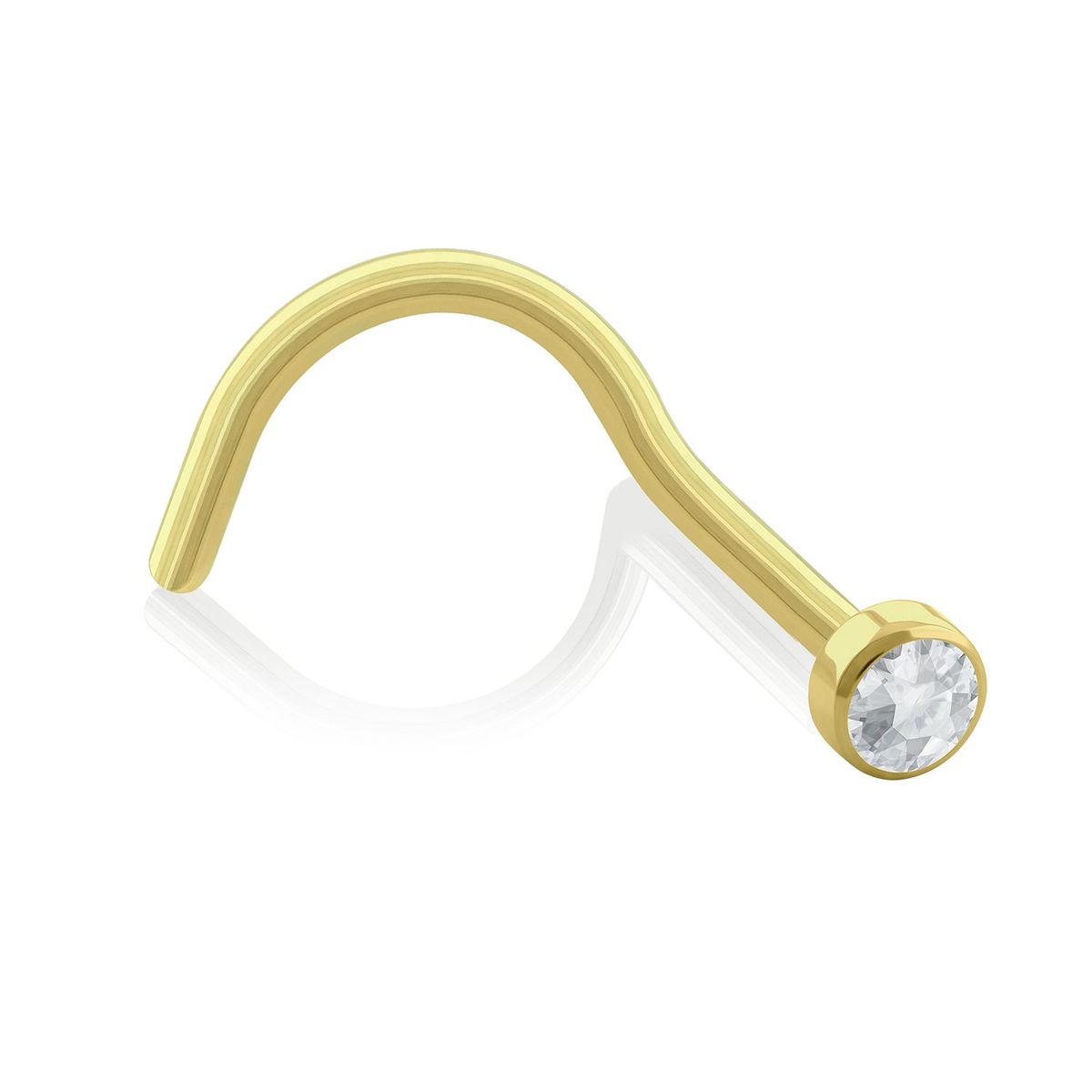 AGHA JEWELRY - Titanio Piercing Nostril  Curvo Platizado con CZ para Nariz