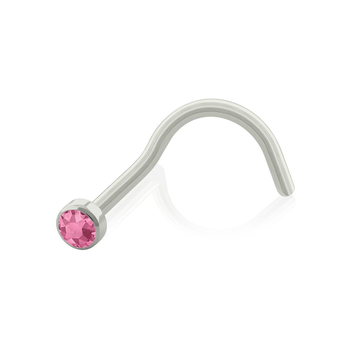 AGHA JEWELRY - Titanio Piercing Nostril Curvo con cubic Zirconia para Nariz