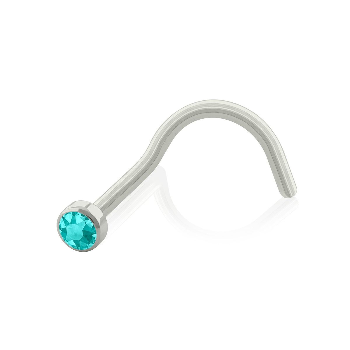 AGHA JEWELRY - Titanio Piercing Nostril Curvo con cubic Zirconia para Nariz