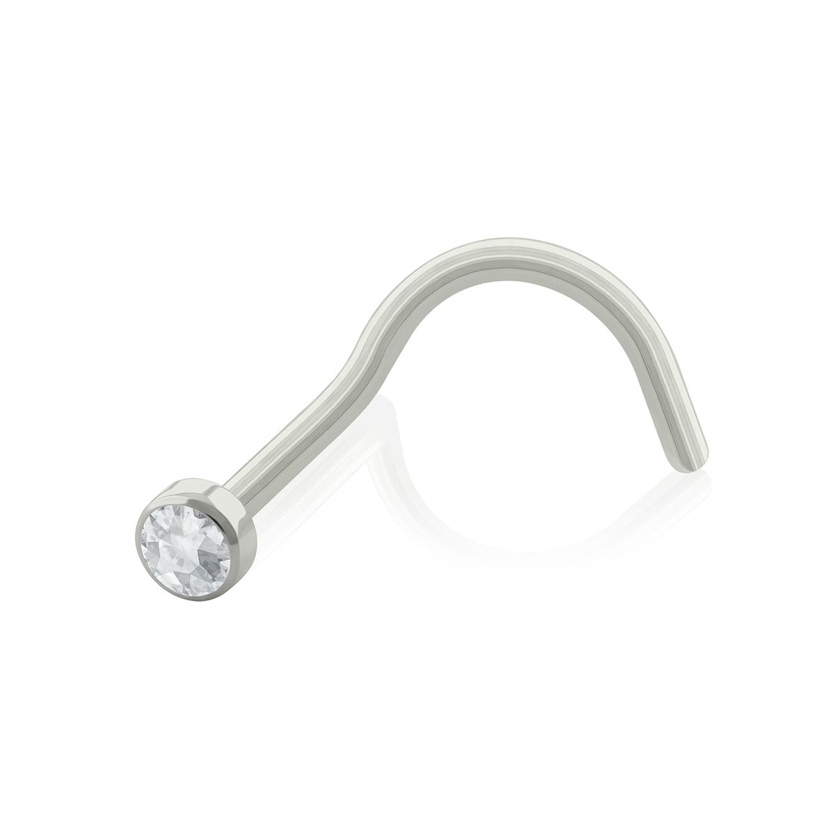 AGHA JEWELRY - Titanio Piercing Nostril Curvo con cubic Zirconia para Nariz