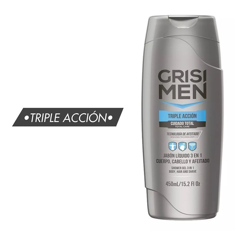 GENERICO - Jabon Liquido Triple Acción 3 en 1 Cuidado Total 450ml Grisi