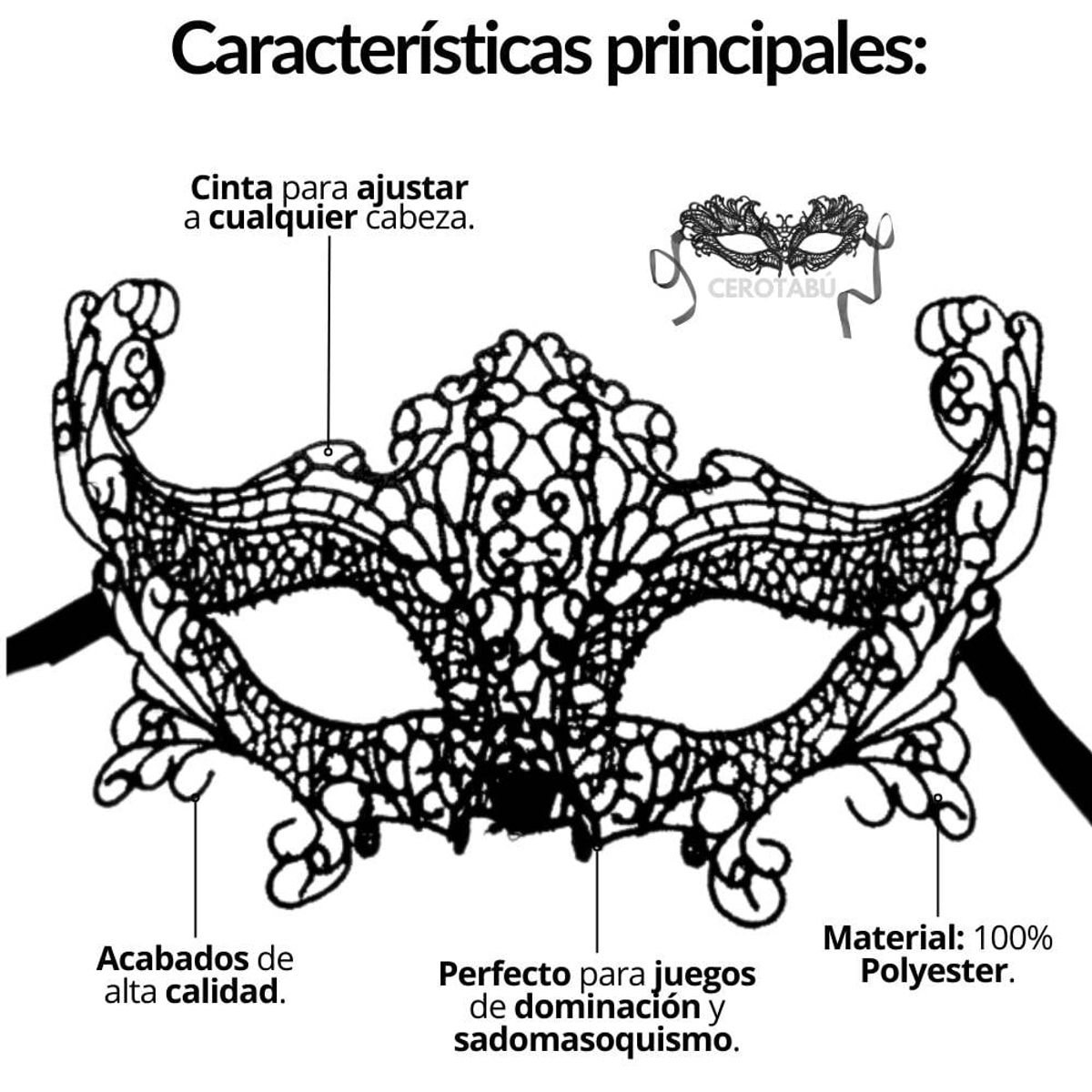 GENERICO - Antifaz Erotico Máscara Sexy Tapa Ojos En Encaje Bondage BDSM Cortesana