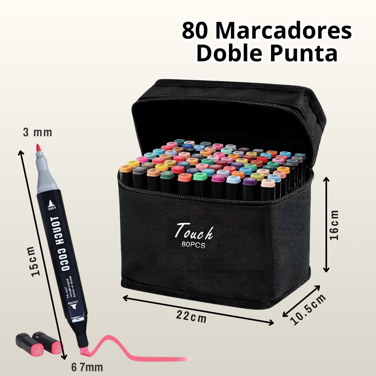 GENERICO - Marcadores Alcohol Doble Punta Fina Biselada Profesionales 80 Colores Vibrantes Alto Rendimiento