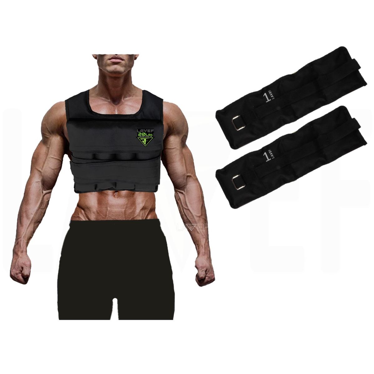 LAVEF - Chaleco Para Ejercicios 20lbs Ajustable+pesas Tobilleras 1k