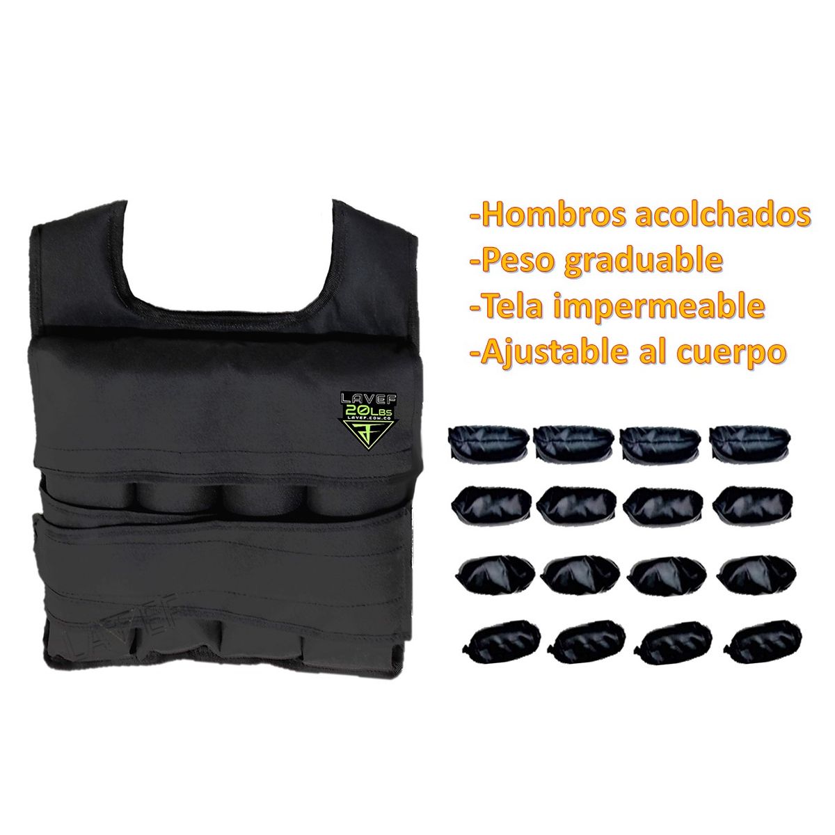 LAVEF - Chaleco Para Ejercicios 20lbs Ajustable+pesas Tobilleras 1k