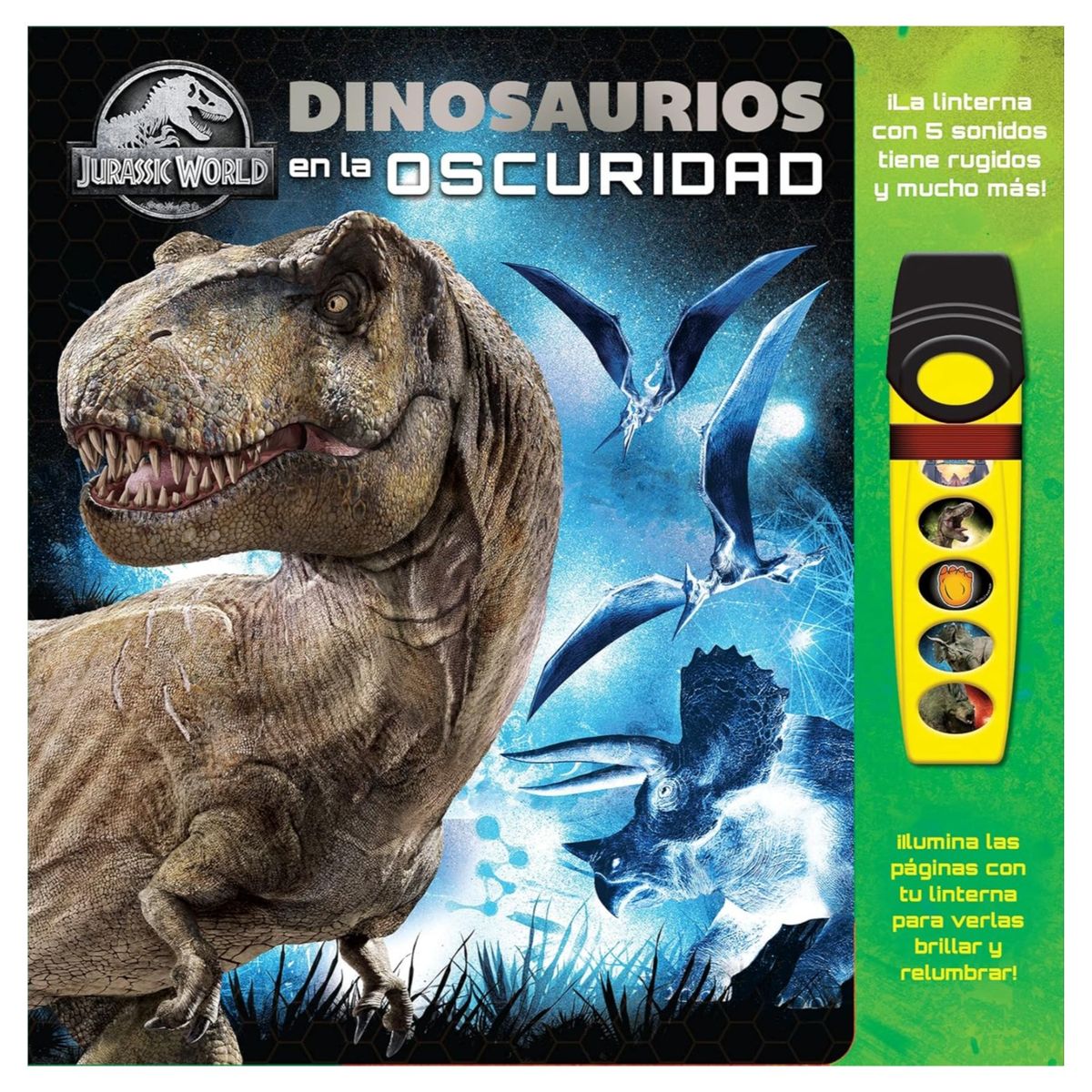 JUGANDO Y EDUCANDO - Libro Interactivo Dinosaurios Con Linterna Para Niños
