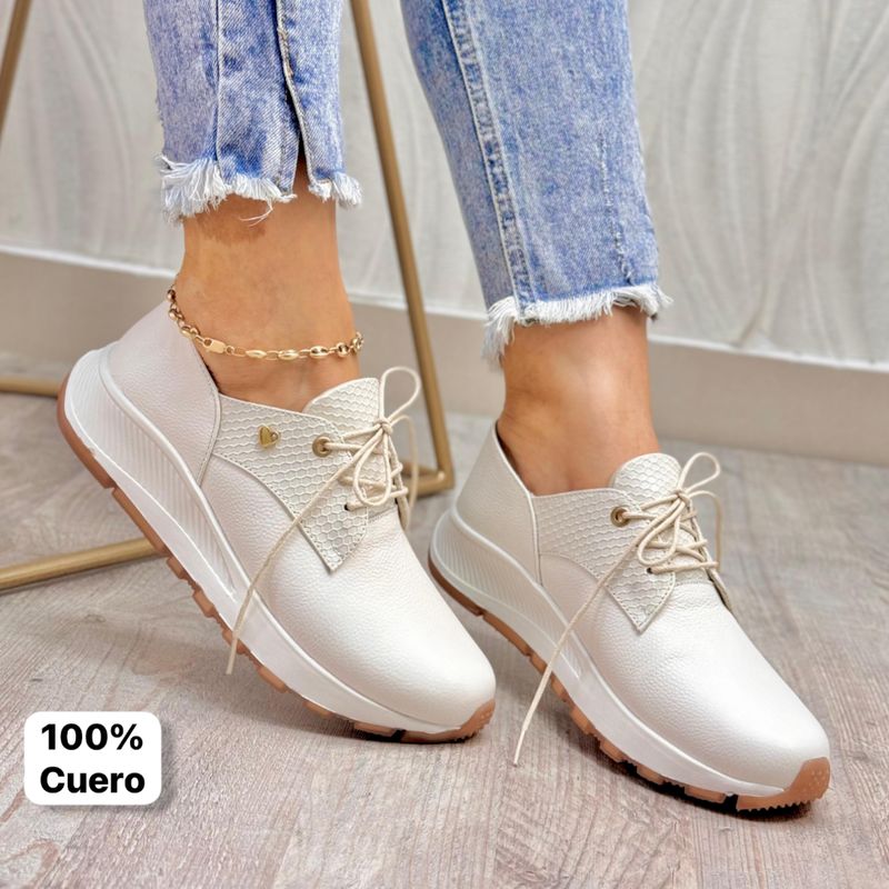 EVEGONZ - ZAPATO CASUAL OXFORD PARA MUJER EN CUERO