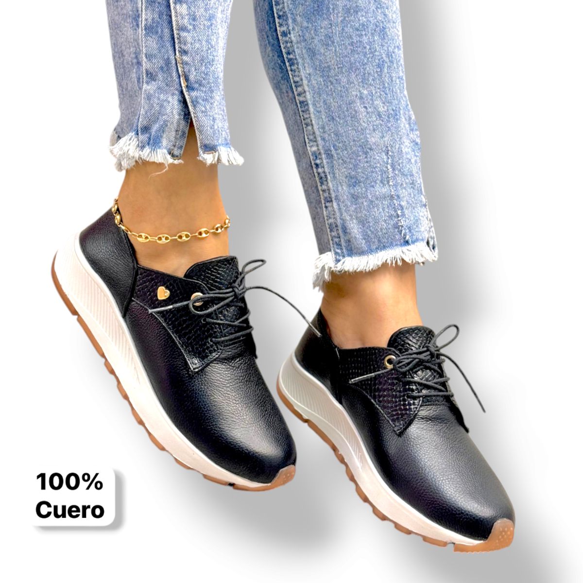 EVEGONZ - ZAPATOS NEGROS EN CUERO COMODOS PARA MUJER