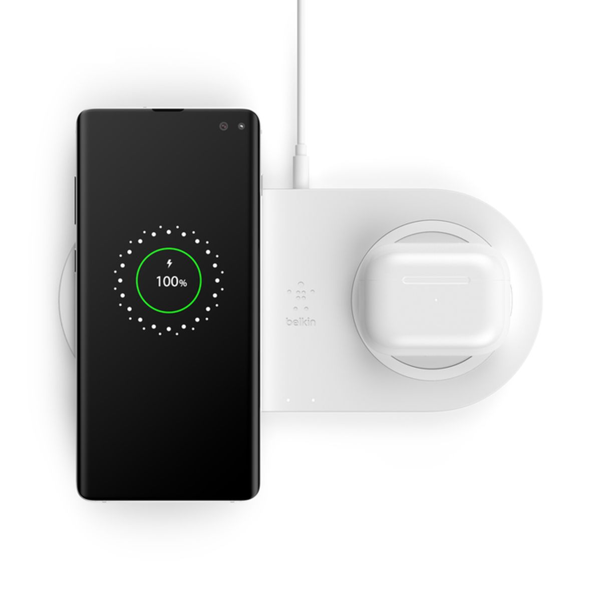 BELKIN - Base De Carga Inalámbrica Belkin Dual Qi 10w para  IPhone Samsung