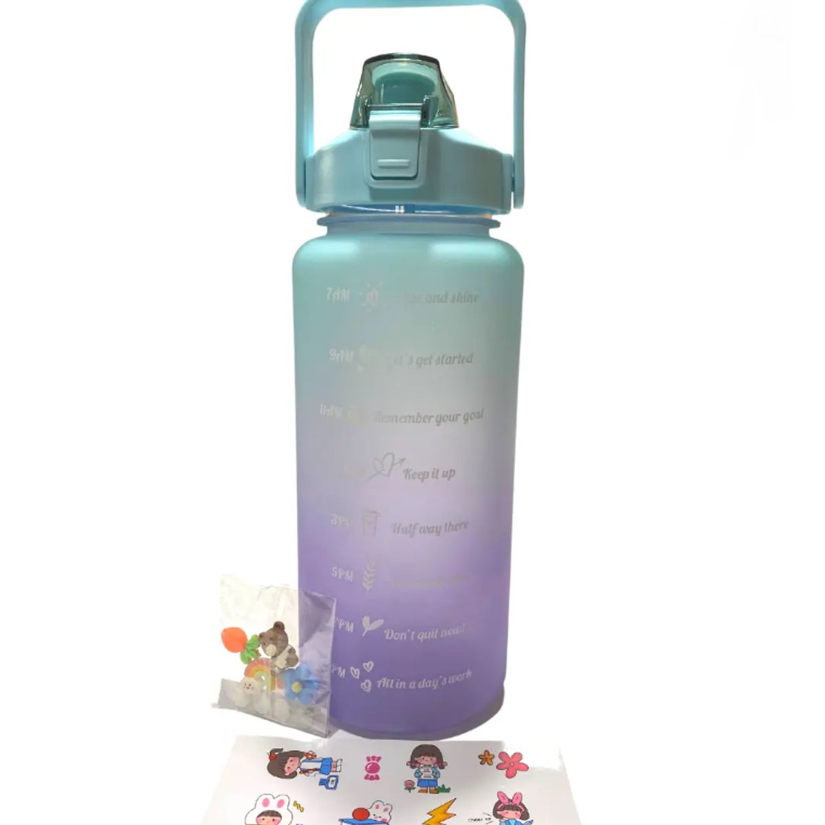 GENERICO - Botella Termo Para Agua Motivacional 2 Litros Pines Stickers