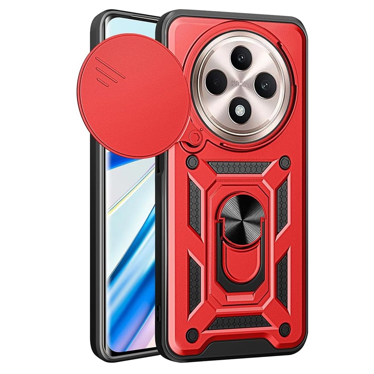 GENERICO - Funda Case Protector Cámara Slider Compatible Oppo Reno 12F Rojo
