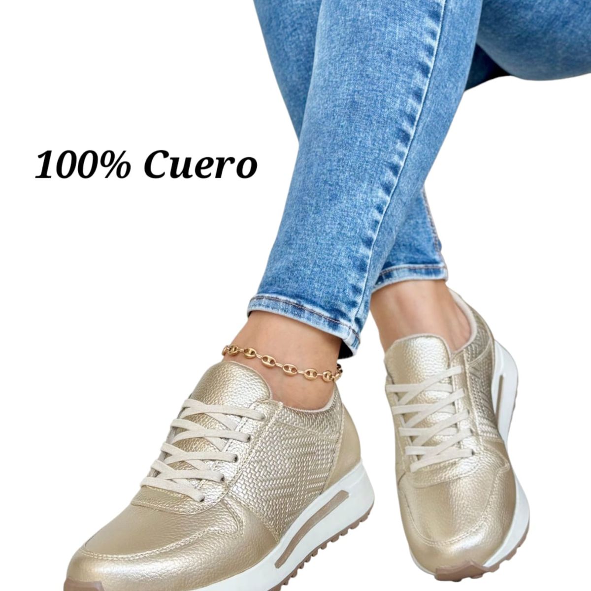 EVEGONZ - TENIS DEPORTIVO MUJER CALZADO URBANO EN CUERO