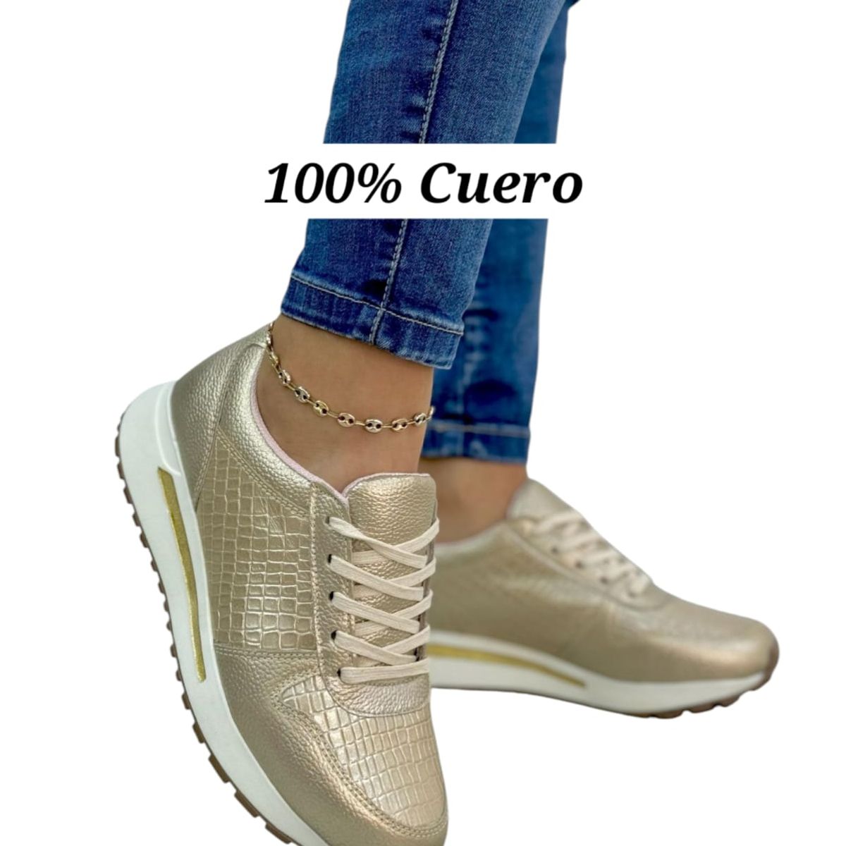 EVEGONZ - TENIS DEPORTIVO MUJER CALZADO URBANO EN CUERO