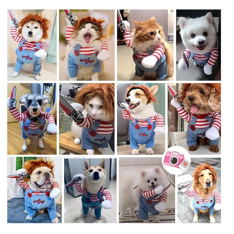 SHEN HUANG - Disfraz Traje Ropa Chucky Terror Perro Gato Mascota