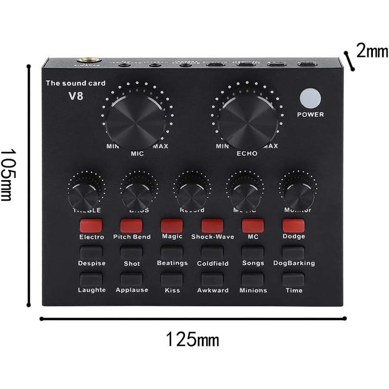GENERICO - Tarjeta Sonido Externa V8 Transmisión Mic Aux Audif Equalize
