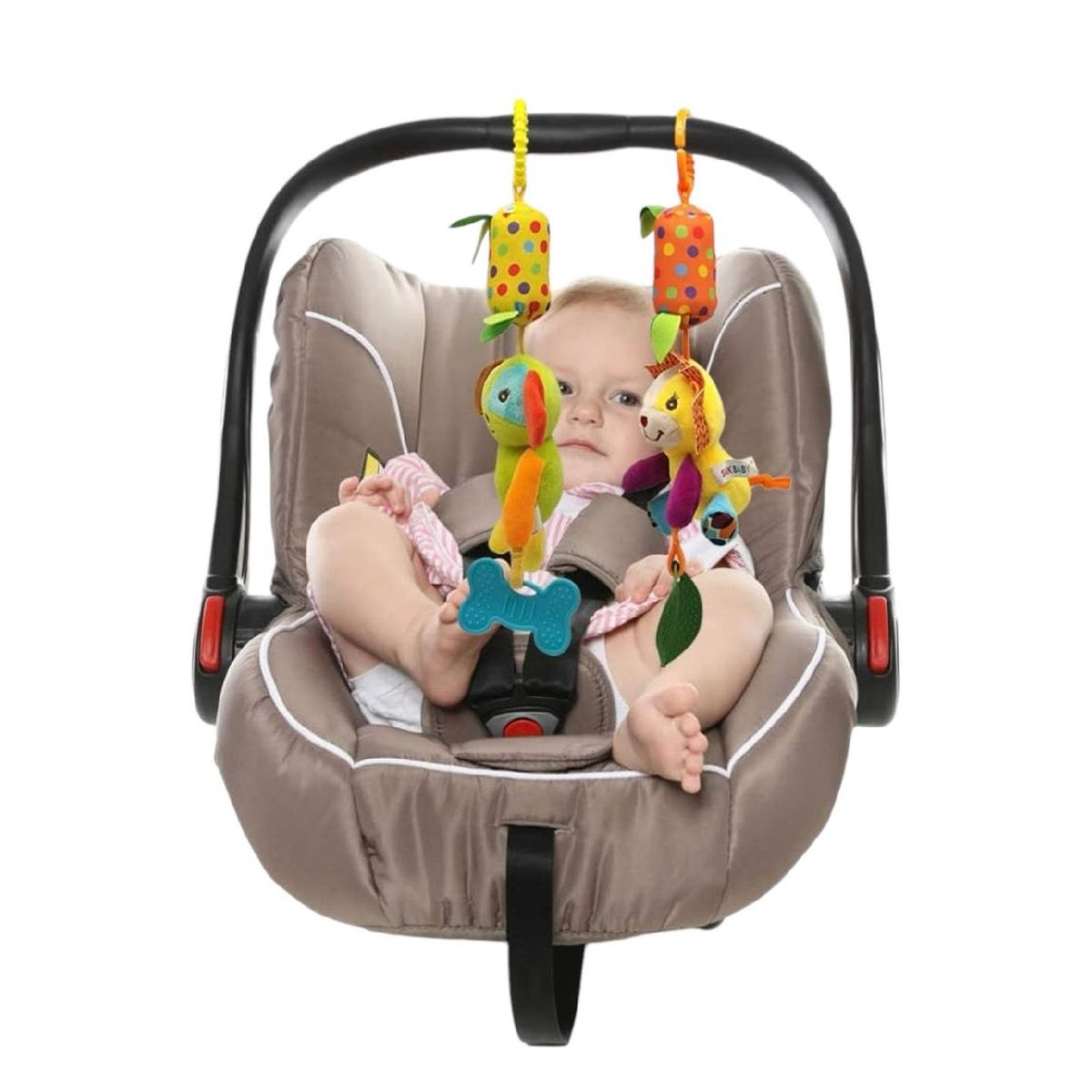 GENERICO - Sonajero Tela Con Rascaencias Para Coche Y Cargador Bebe