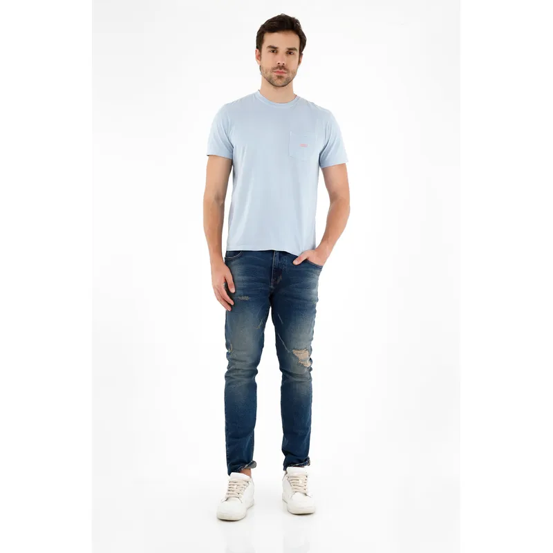 TENNIS - Camiseta azul con estampado para hombre