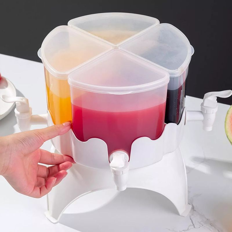 GENERICO - Dispensador Bebidas Líquidos Jugos Grifo 4 Jarras Giratorio