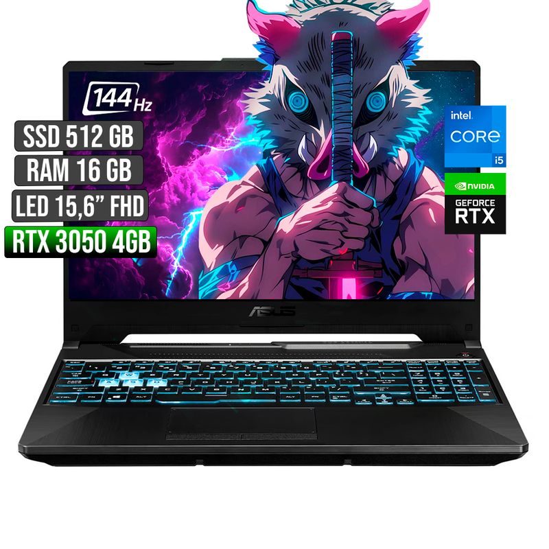 ASUS - ASUS TUF INTEL CORE I5-12500H RTX 3050 4GB SSD 512GB RAM 16GB LED 15,6 FHD 144Hz