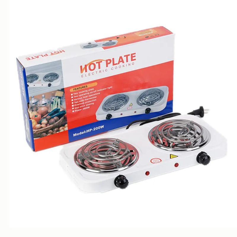 KIDSHOP - Estufa Eléctrica 2 Puestos 5 Niveles De Temperatura 2000w Blanco 110v
