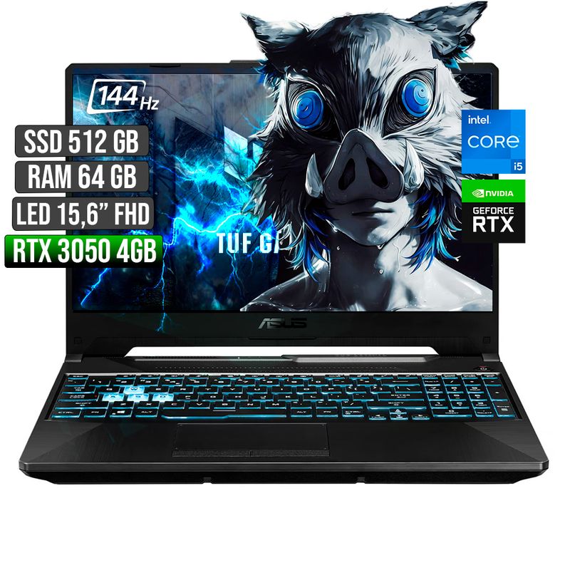 ASUS - ASUS TUF INTEL CORE I5-12500H RTX 3050 4GB SSD 512GB RAM 64GB LED 15,6 FHD 144Hz