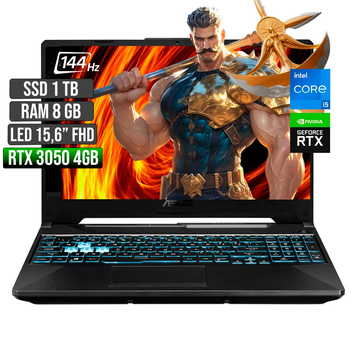 ASUS - ASUS TUF INTEL CORE I5-12500H RTX 3050 4GB SSD 1TB RAM 8GB LED 15,6 FHD 144Hz