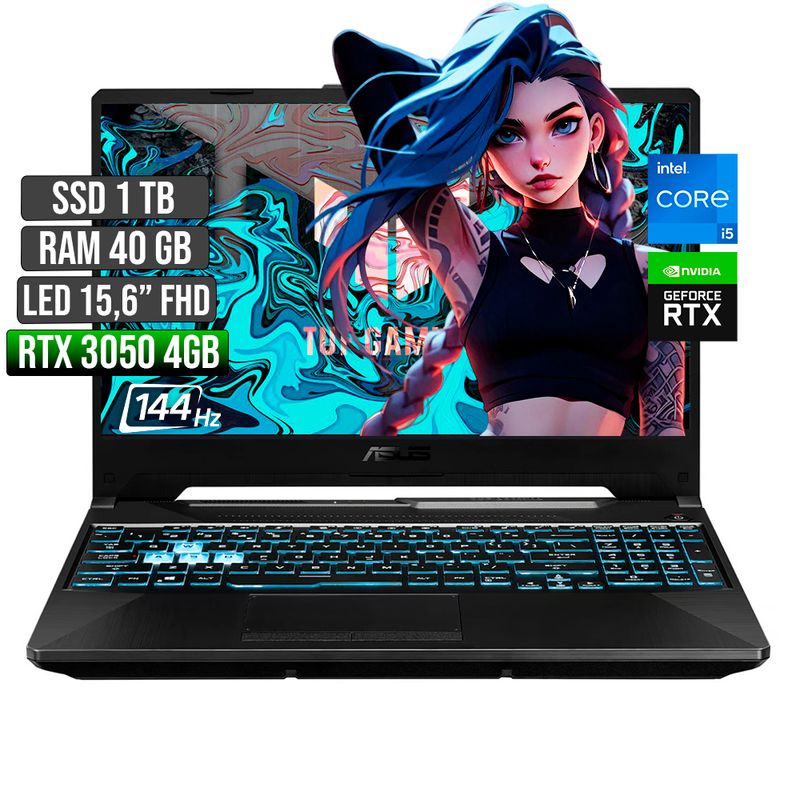 ASUS - ASUS TUF INTEL CORE I5-12500H RTX 3050 4GB SSD 1TB RAM 40GB LED 15,6 FHD 144Hz
