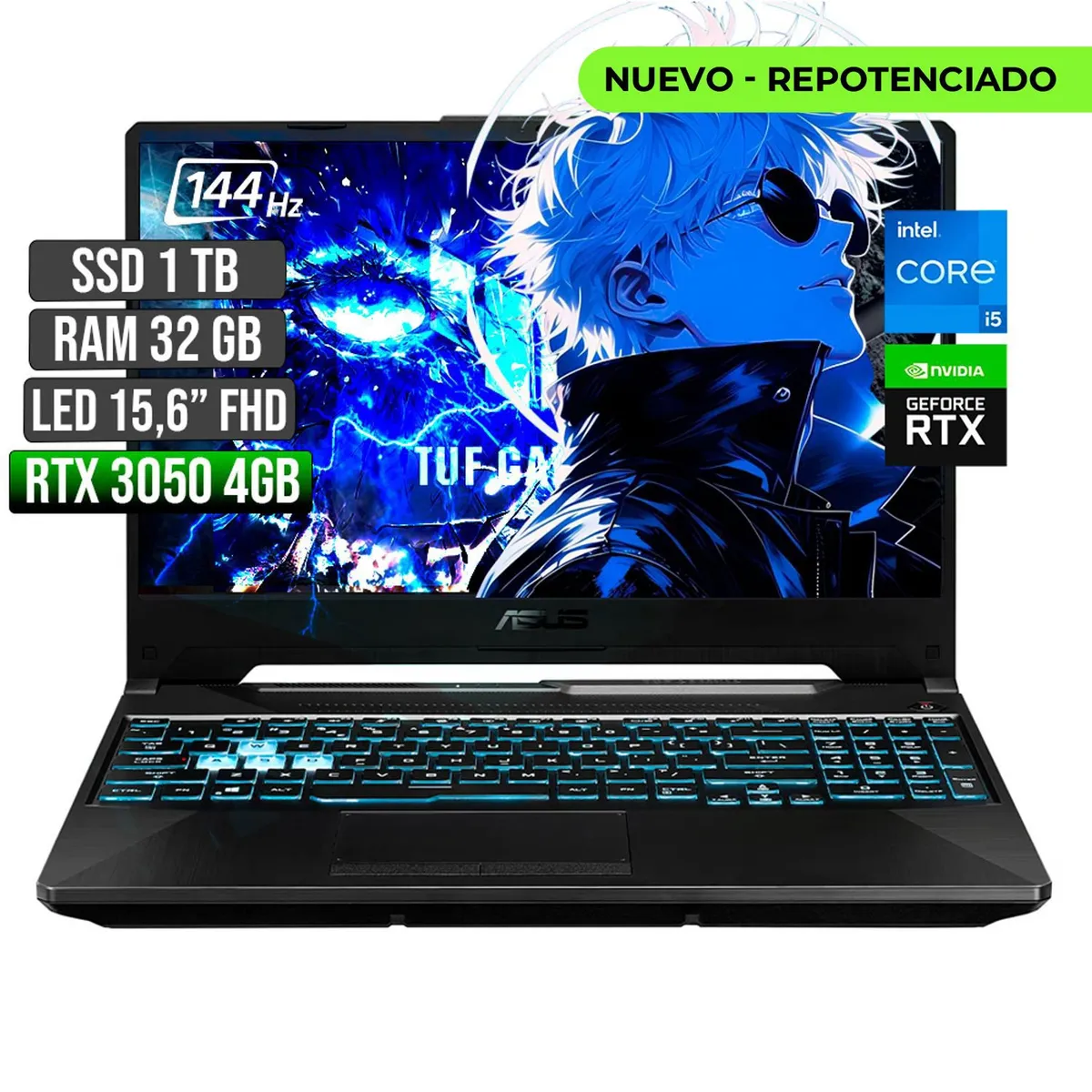 ASUS - ASUS TUF INTEL CORE I5-12500H RTX 3050 4GB SSD 1TB RAM 32GB LED 15,6 FHD 144Hz