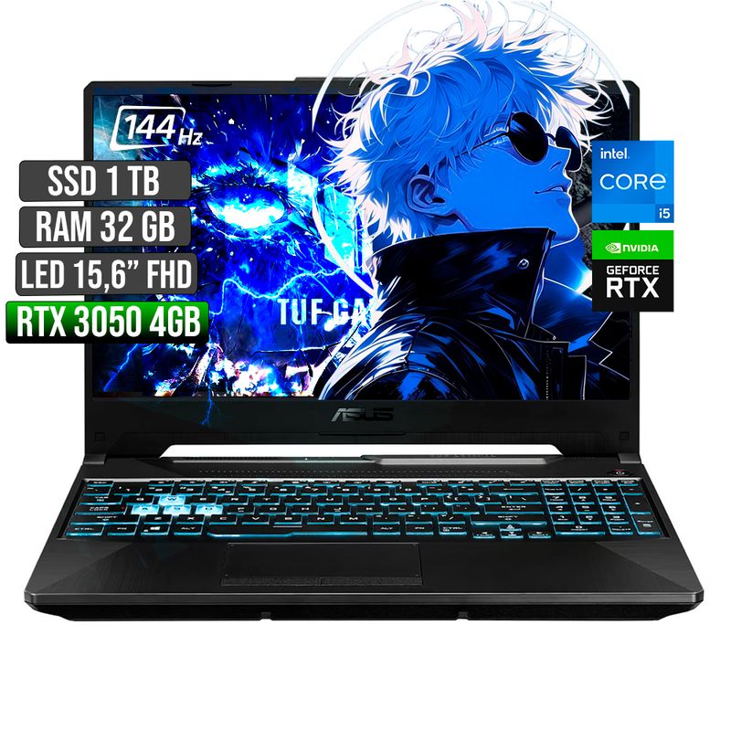 ASUS - ASUS TUF INTEL CORE I5-12500H RTX 3050 4GB SSD 1TB RAM 32GB LED 15,6 FHD 144Hz