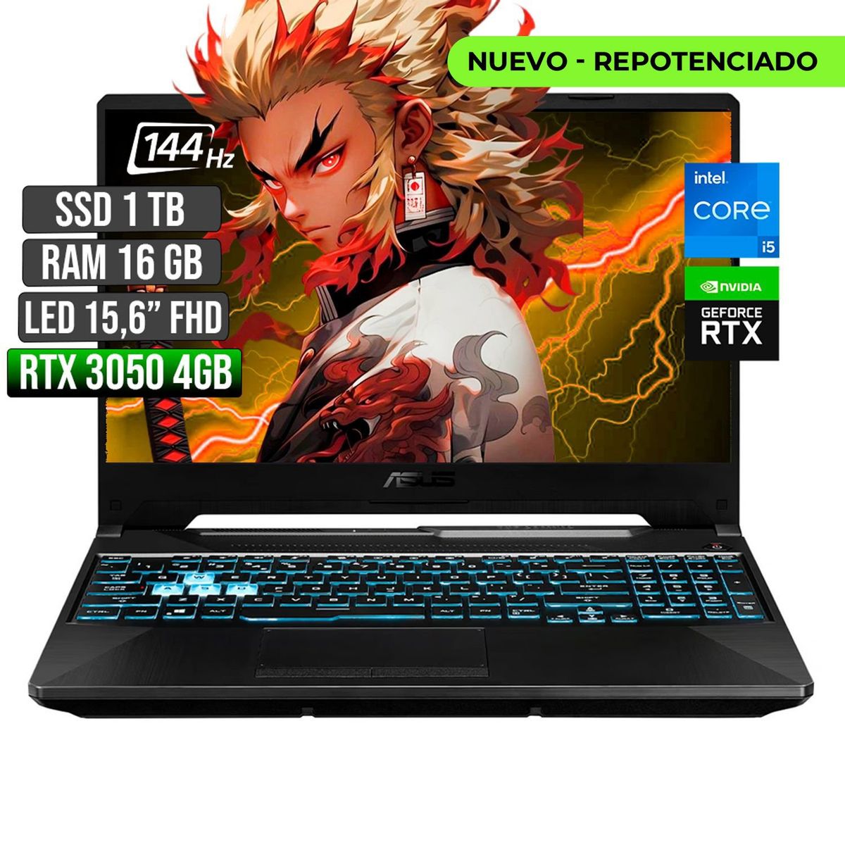 ASUS - ASUS TUF INTEL CORE I5-12500H RTX 3050 4GB SSD 1TB RAM 16GB LED 15,6 FHD 144Hz
