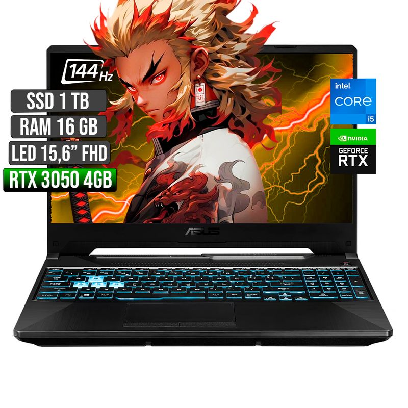 ASUS - ASUS TUF INTEL CORE I5-12500H RTX 3050 4GB SSD 1TB RAM 16GB LED 15,6 FHD 144Hz