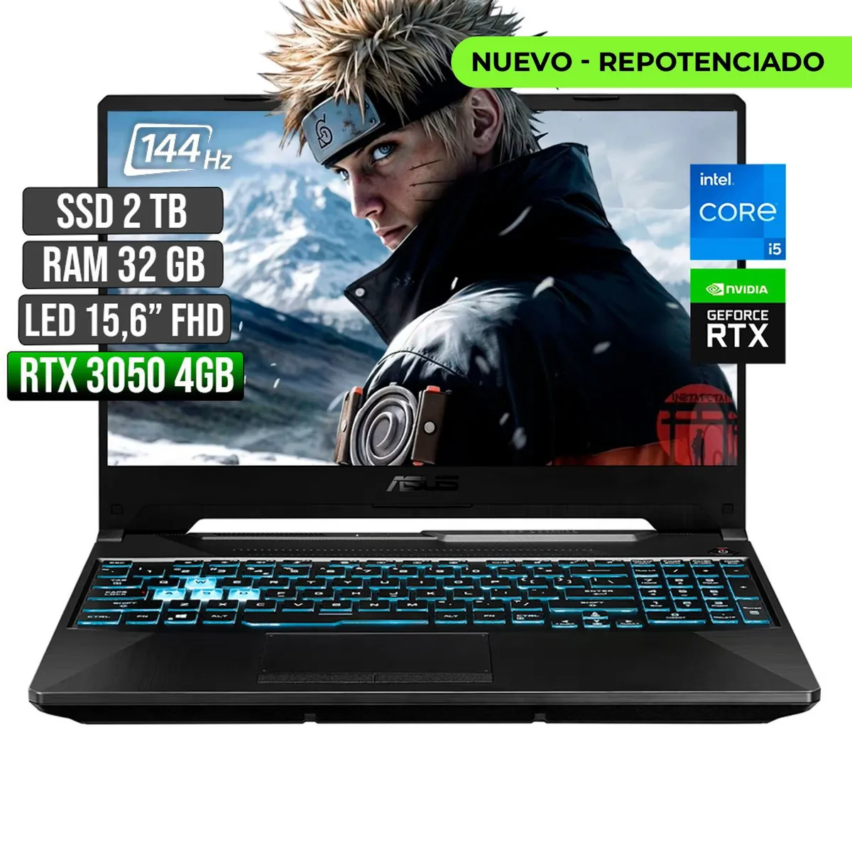 ASUS - ASUS TUF INTEL CORE I5-12500H RTX 3050 4GB SSD 2TB RAM 32GB LED 15,6 FHD 144Hz