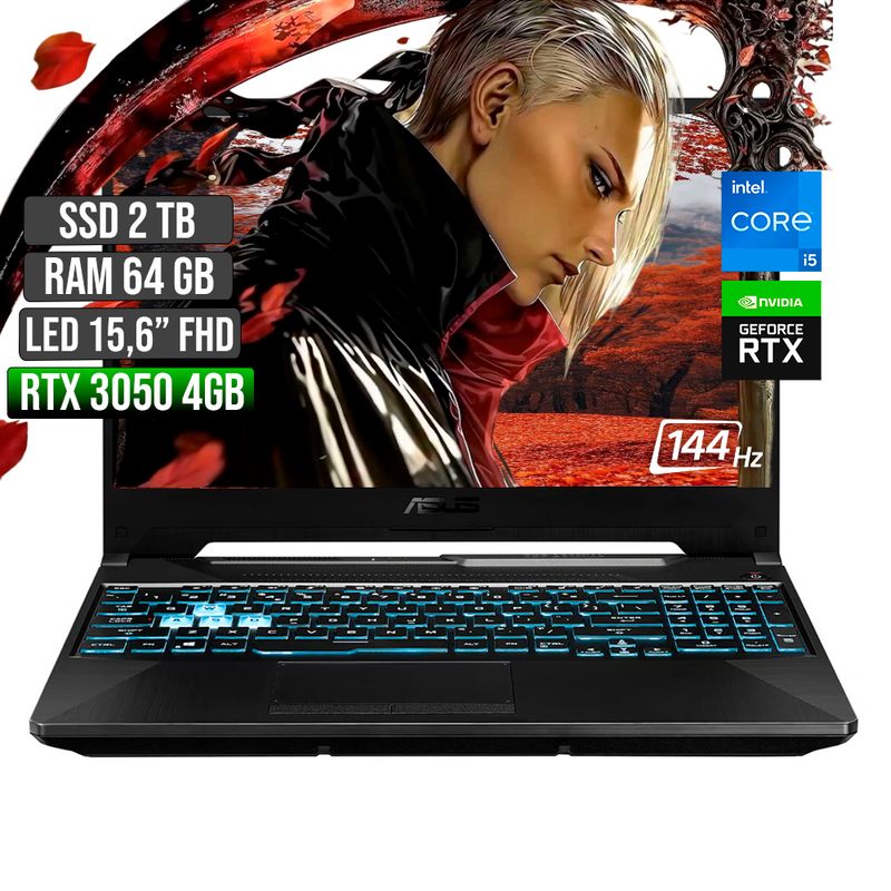 ASUS - ASUS TUF INTEL CORE I5-12500H RTX 3050 4GB SSD 2TB RAM 64GB LED 15,6 FHD 144Hz