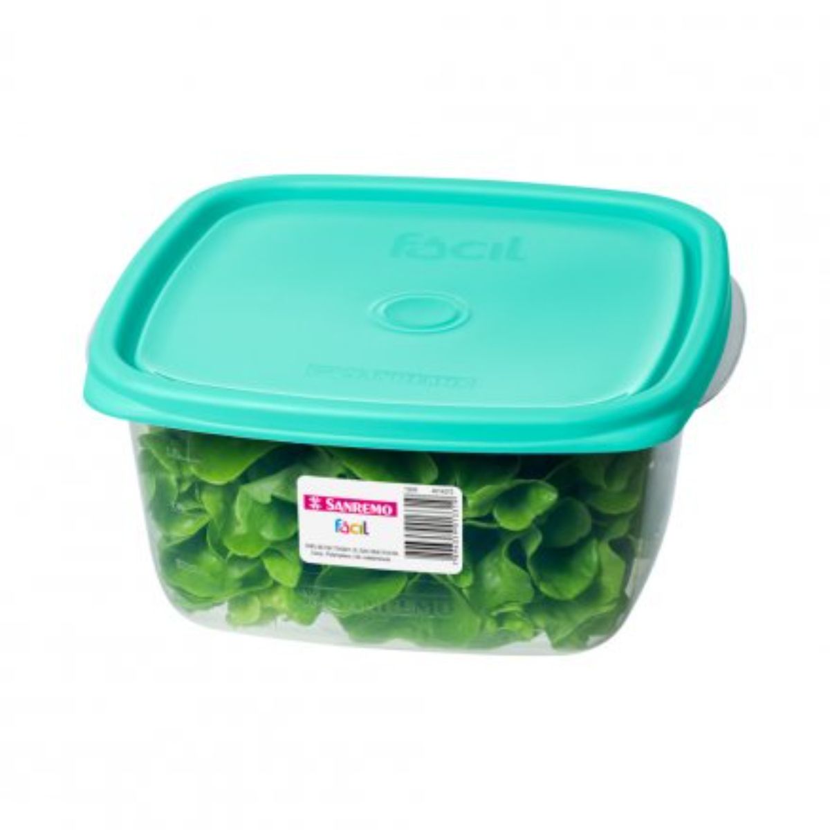 SANREMO - Recipiente Cuadrado Plástico  1,9 L Fácil Tapa En Colores Surtidos Sanremo.